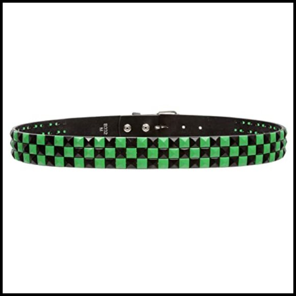 Snap On Punk Rock Star Studded Checker Board PU Leather Belt